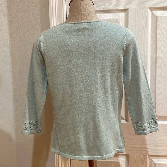 Jeanne Pierre petites sweater pull over 100% cotton green women’s size S small - Picture 6 of 10